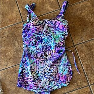 T.H.E. Swimwear Colorful Patterned Swimsuit Size 14